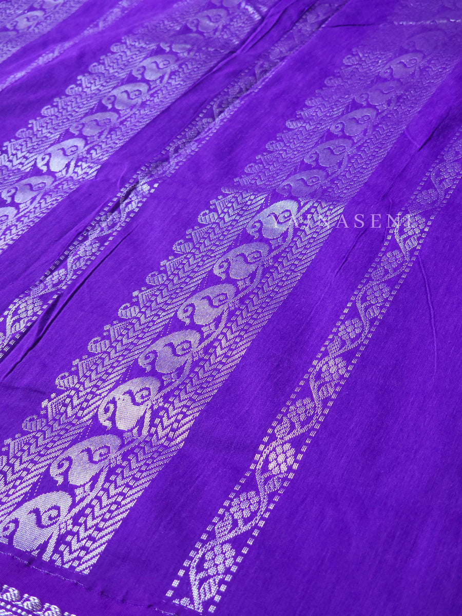 Kalyani Cotton Saree - Silver Zari : Violet – Yajnaseni