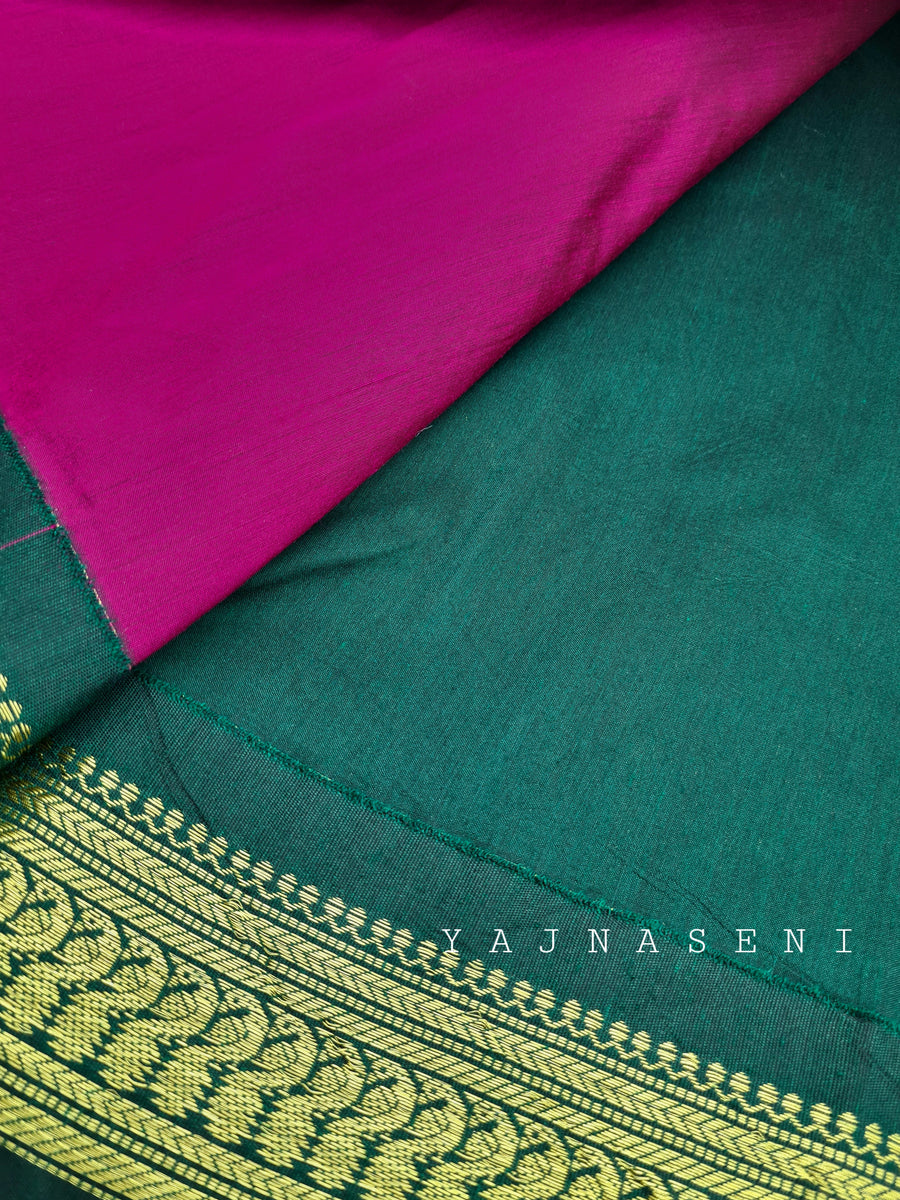 Kalyan Silks on X: Bottle Green Satin Silk #DesignerSaree Shop Online:    / X