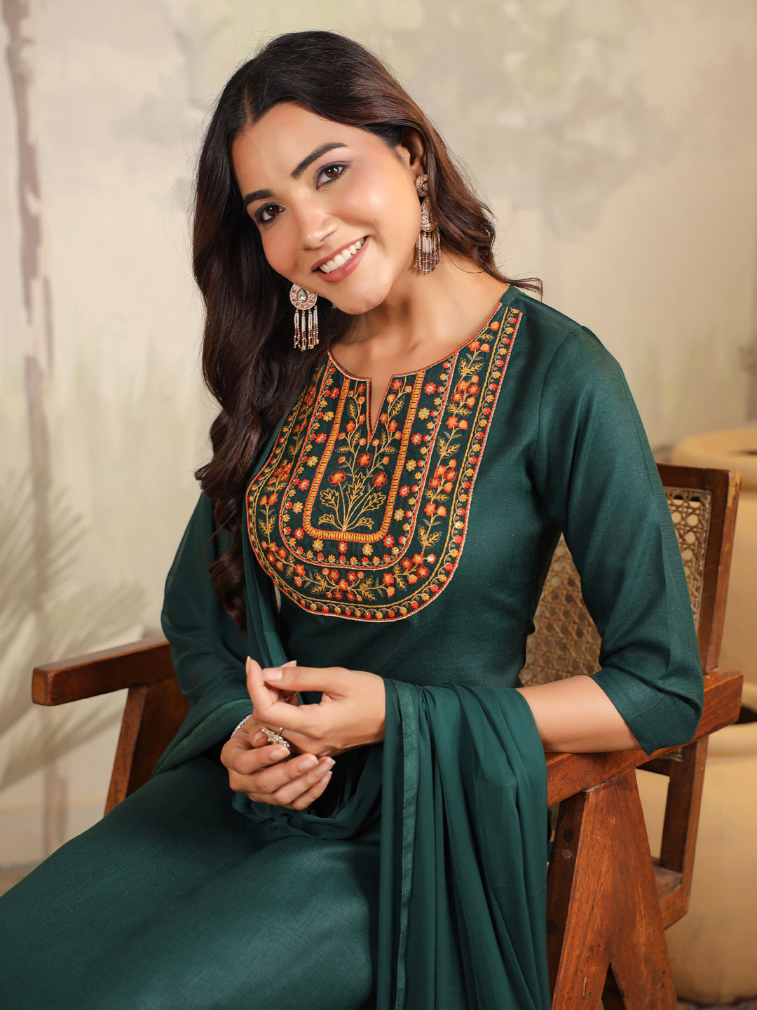 BHUVA [L / 40] - Straight cut embroidered kurti set