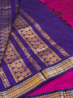 Load image into Gallery viewer, Kalyani Cotton Saree - Gold Zari : Magenta x Dark Purple
