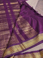 Load image into Gallery viewer, Kalyani Cotton Saree - Gold Zari : Ashbrown x Plum
