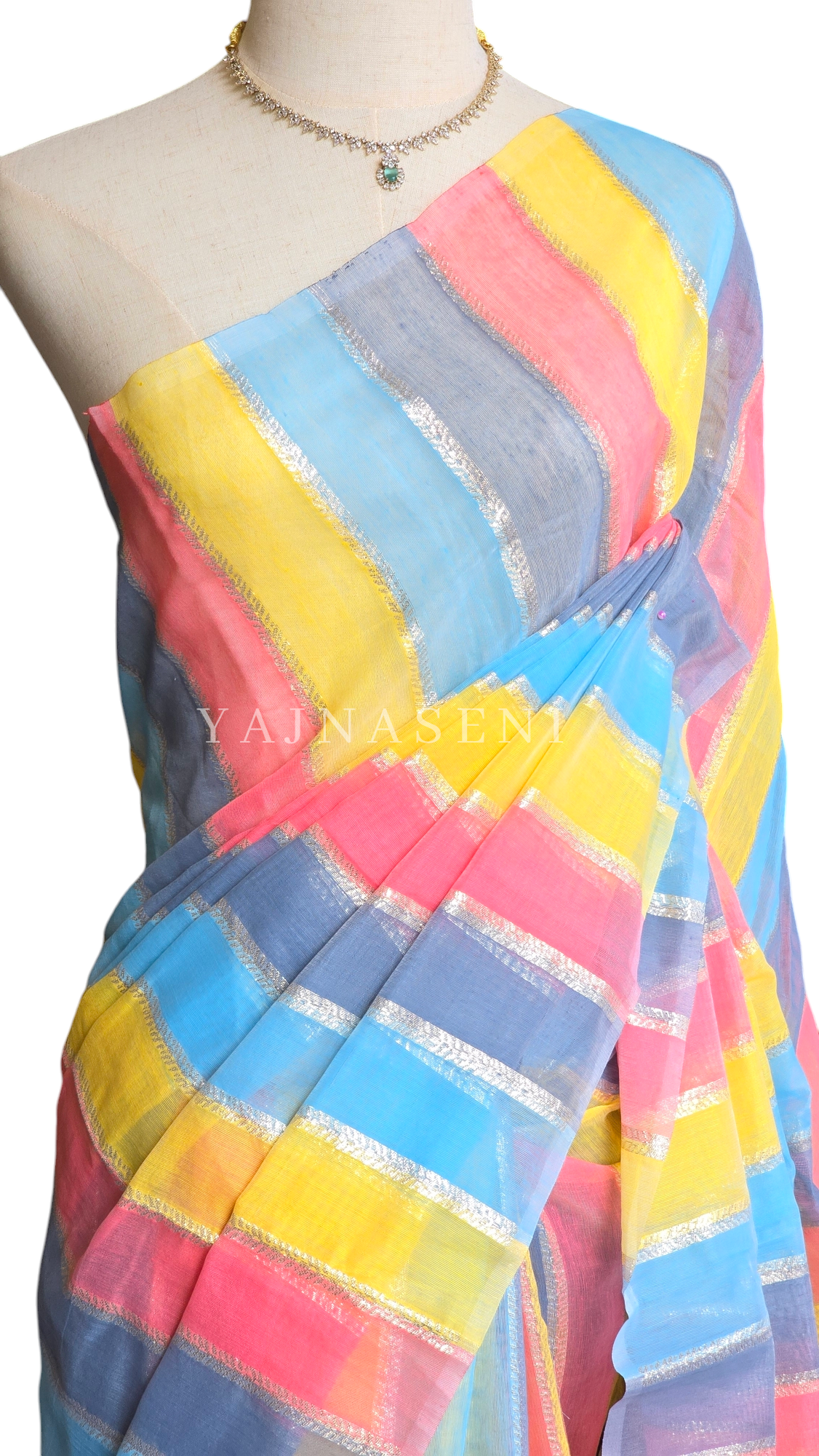 Linen Striped Saree : Multicolour