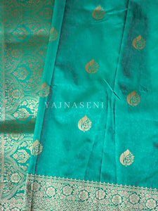 Soft Semi Silk Saree - Turquoise Green