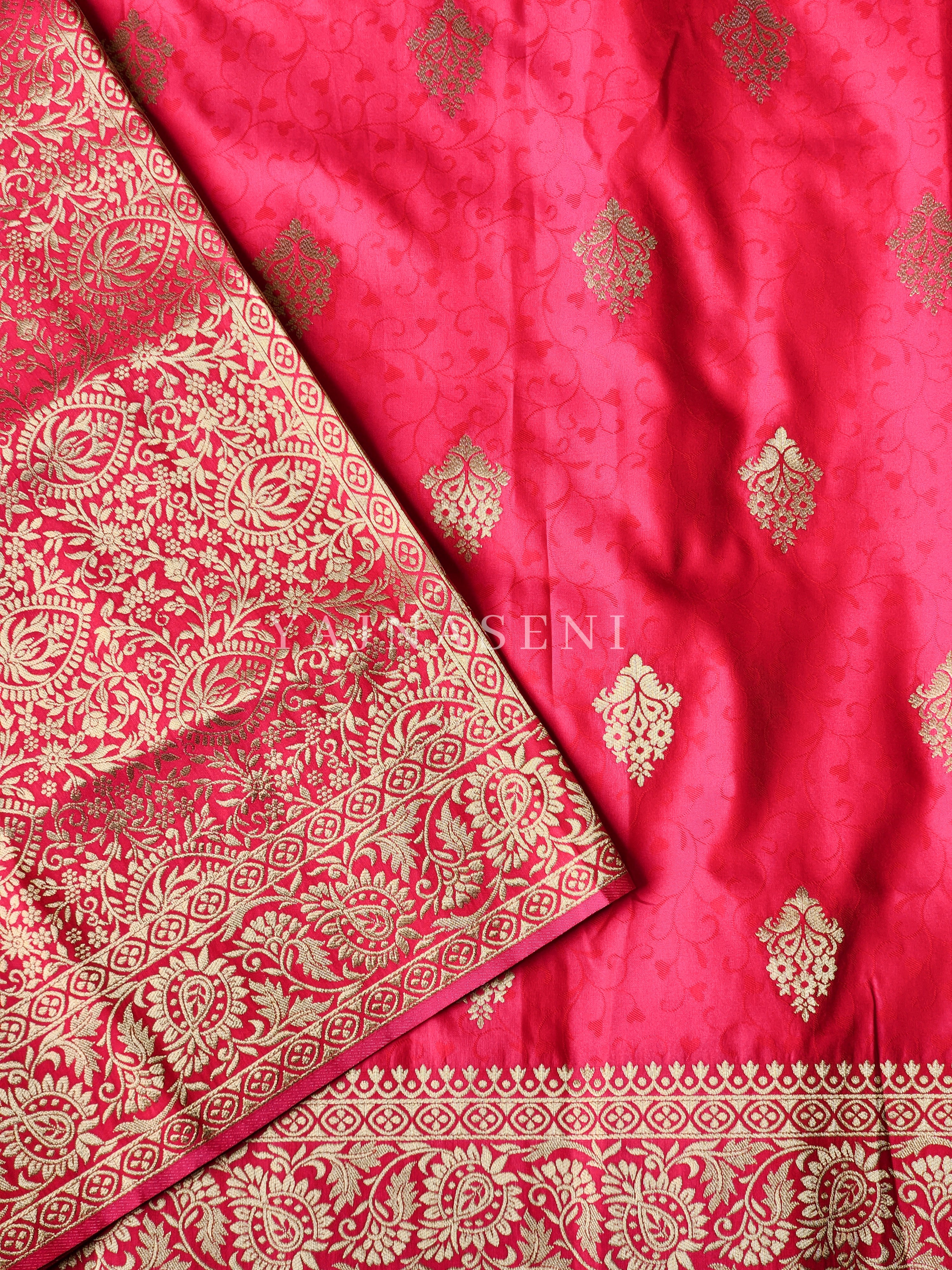 Soft Semi Silk Saree - Rani Pink