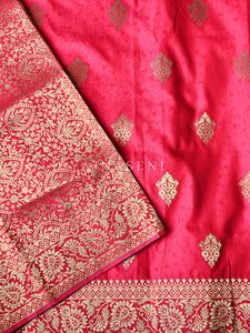 Soft Semi Silk Saree - Rani Pink