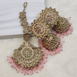 DHEERA earrings + tikka (Light Pink)