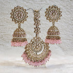 Load image into Gallery viewer, DHEERA earrings + tikka (Light Pink)
