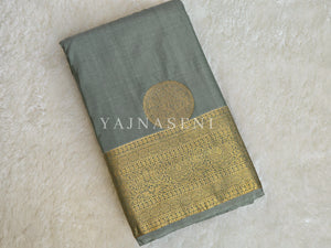 Semi Soft Silk Gold Zari Saree - Sage