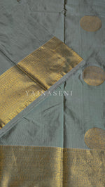 Load image into Gallery viewer, Semi Soft Silk Gold Zari Saree - Sage
