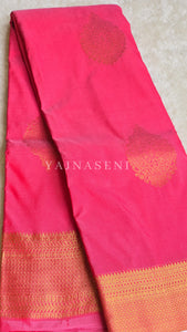 Semi Kanchi Silk x Gold Zari Saree - Pink