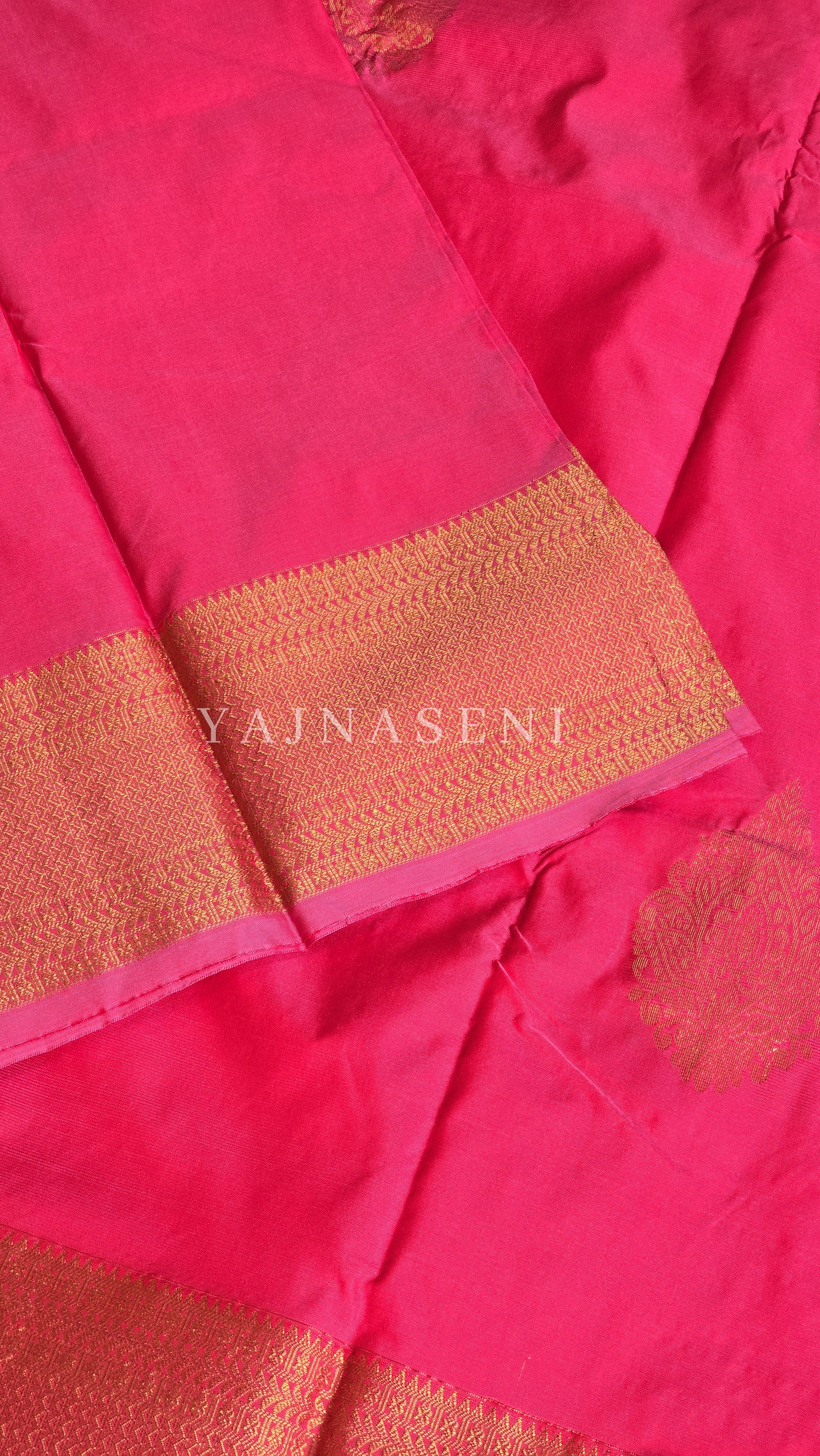 Semi Kanchi Silk x Gold Zari Saree - Pink