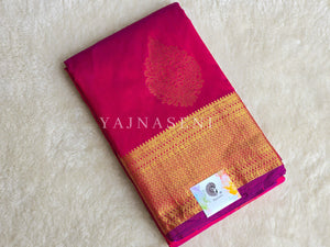 Semi Kanchi Silk x Gold Zari Saree - Berry