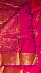 Semi Kanchi Silk x Gold Zari Saree - Berry