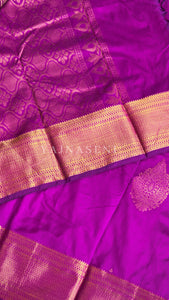 Semi Kanchi Silk x Gold Zari Saree - Magenta Purple