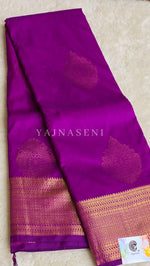 Load image into Gallery viewer, Semi Kanchi Silk x Gold Zari Saree - Magenta Purple
