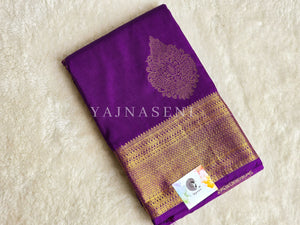 Semi Kanchi Silk x Gold Zari Saree - Purple