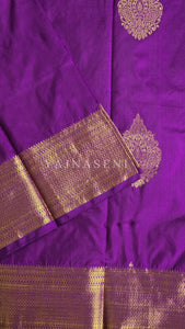 Semi Kanchi Silk x Gold Zari Saree - Purple