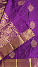 Load image into Gallery viewer, Semi Kanchi Silk x Gold Zari Saree - Purple
