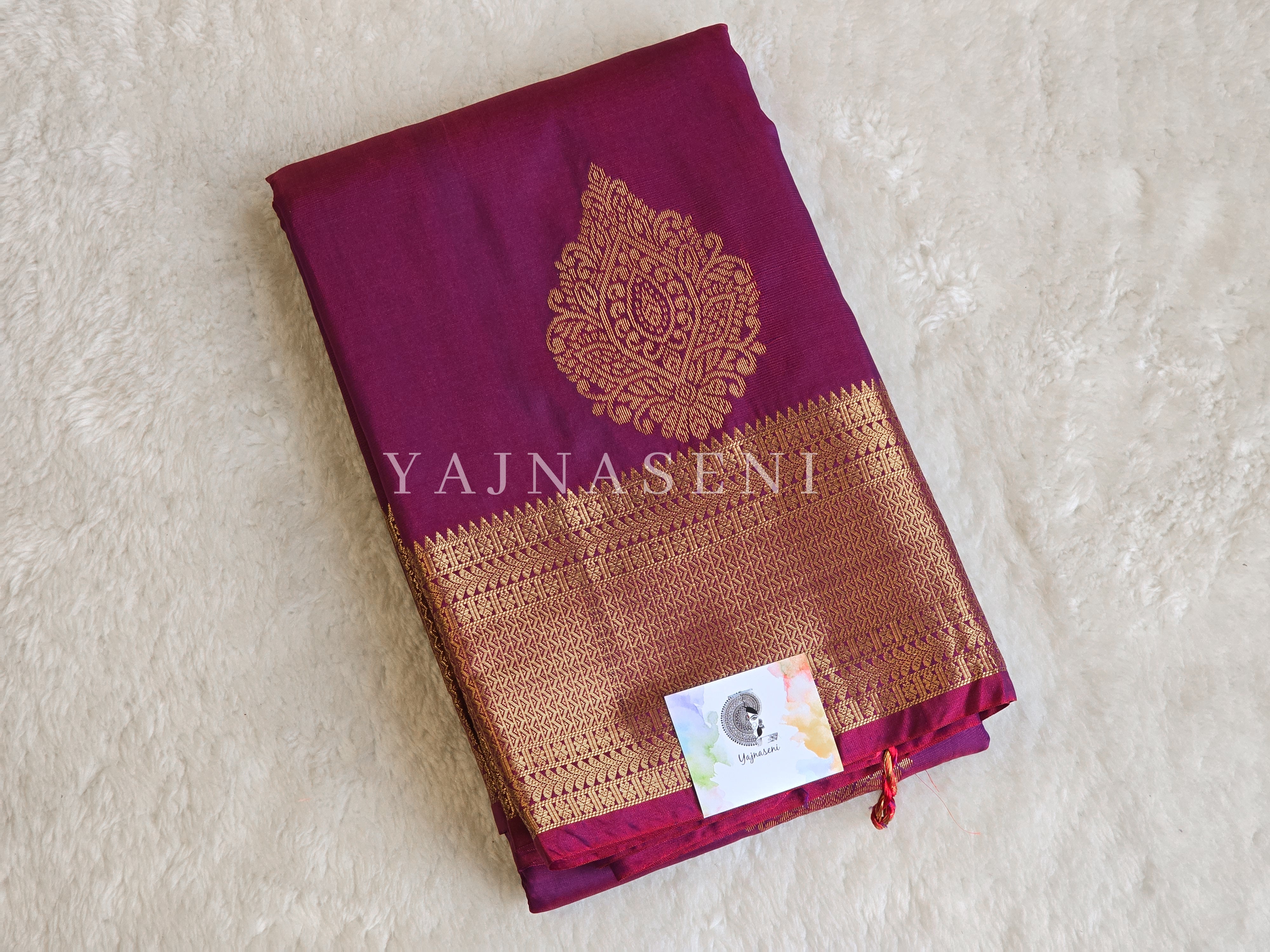 Semi Kanchi Silk x Gold Zari Saree - Wine