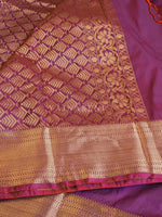 Load image into Gallery viewer, Semi Kanchi Silk x Gold Zari Saree - Wine
