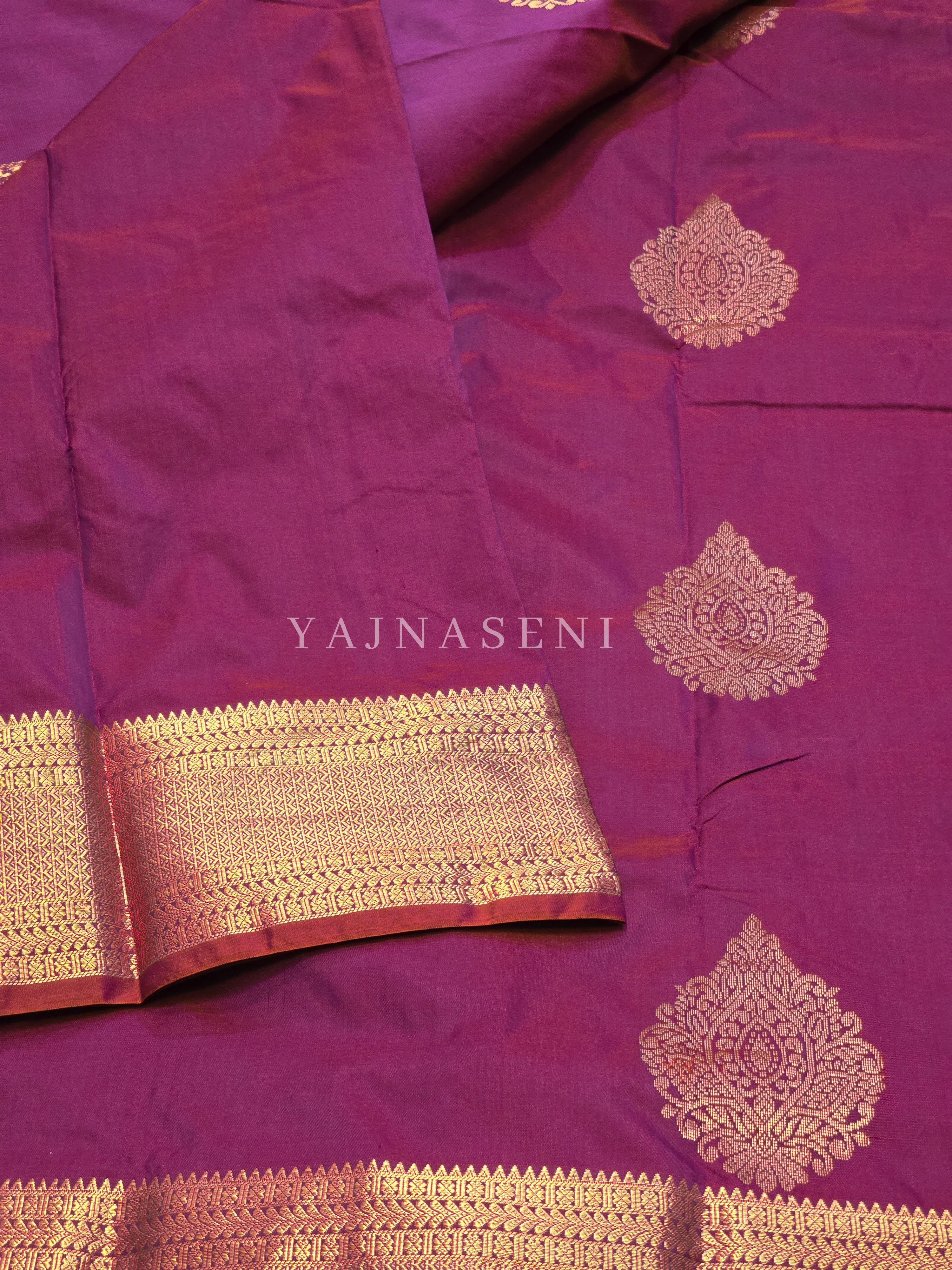 Semi Kanchi Silk x Gold Zari Saree - Wine