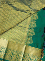 Load image into Gallery viewer, Monochrome Series : Semi Kanchi Silk Saree - Bottle Green
