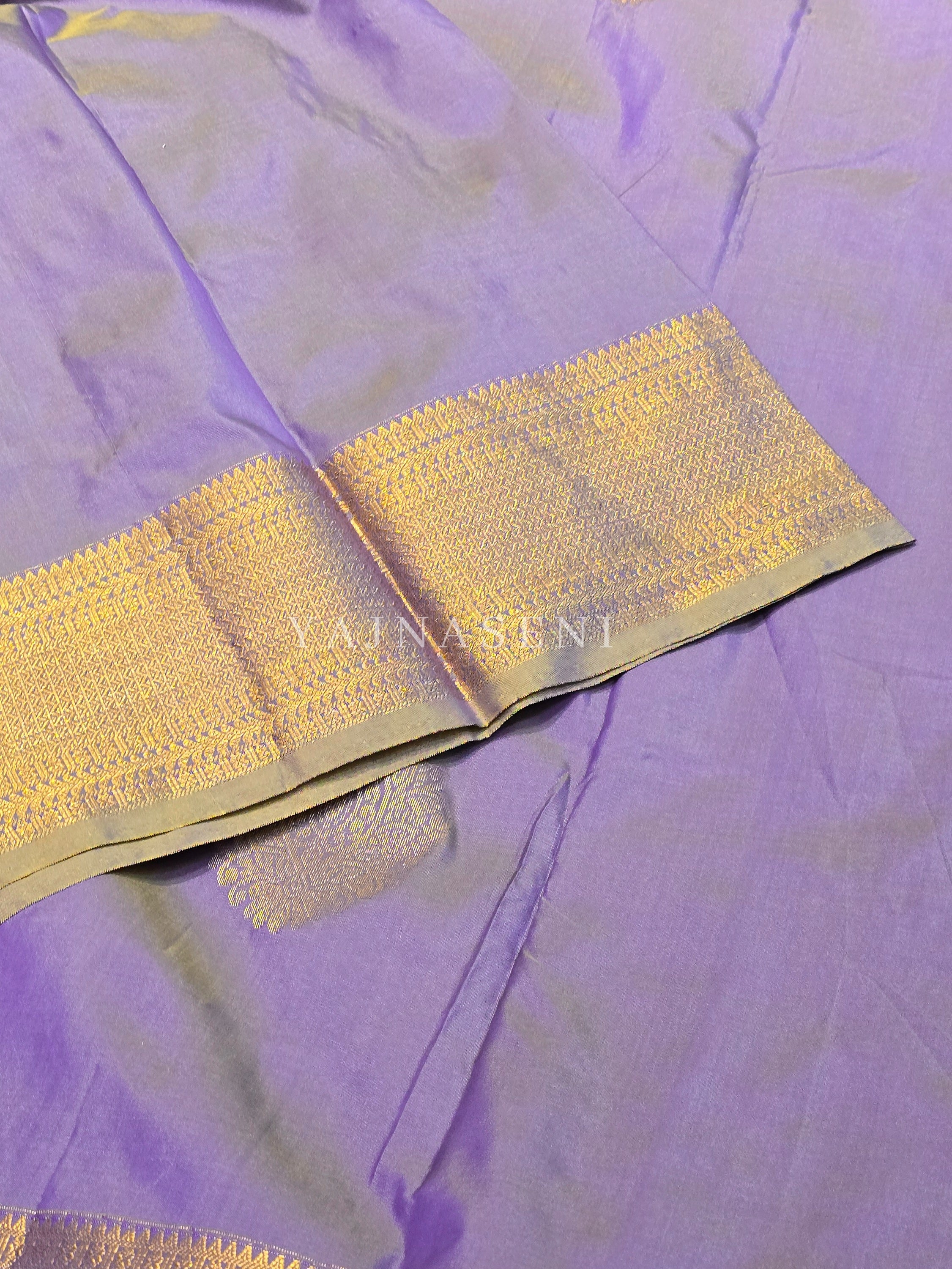 Semi Kanchi Silk x Gold Zari Saree - Heather Purple (Gold dual tone)