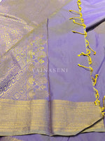 Load image into Gallery viewer, Semi Kanchi Silk x Gold Zari Saree - Heather Purple (Gold dual tone)
