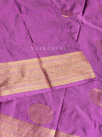 Load image into Gallery viewer, Semi Soft Silk Gold Zari Saree - Grape
