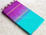 Load image into Gallery viewer, Kanchipuram Silk Cotton Saree : Turquoise x Royal purple
