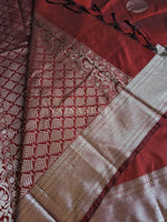 Load image into Gallery viewer, Semi Soft Silk Silver Zari Saree - Maroon
