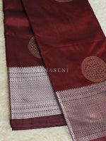 Load image into Gallery viewer, Semi Soft Silk Silver Zari Saree - Maroon
