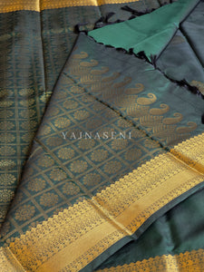 Soft Silk x Gold Zari Saree - Deep Green