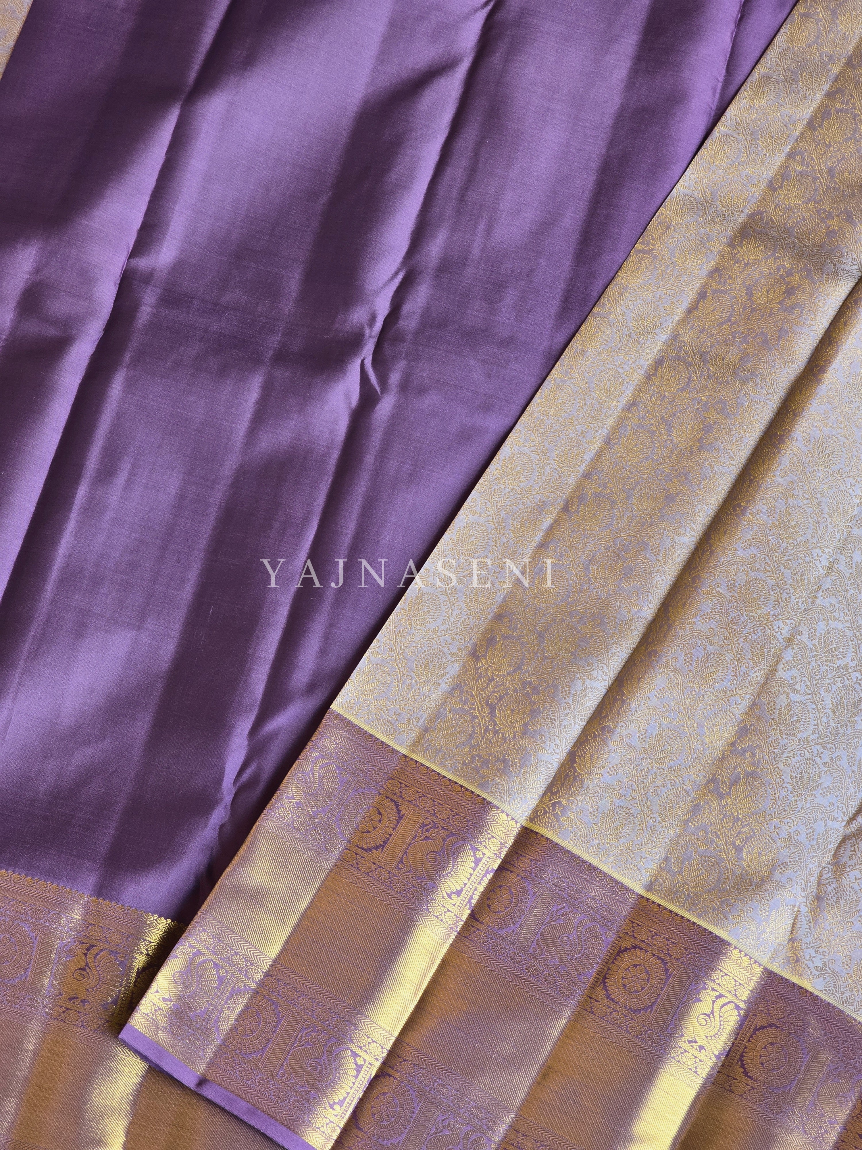 STARLIT WISTERIA - Pure Kanjivaram Silk Saree with Gold Zari