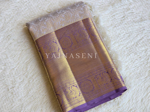 STARLIT WISTERIA - Pure Kanjivaram Silk Saree with Gold Zari