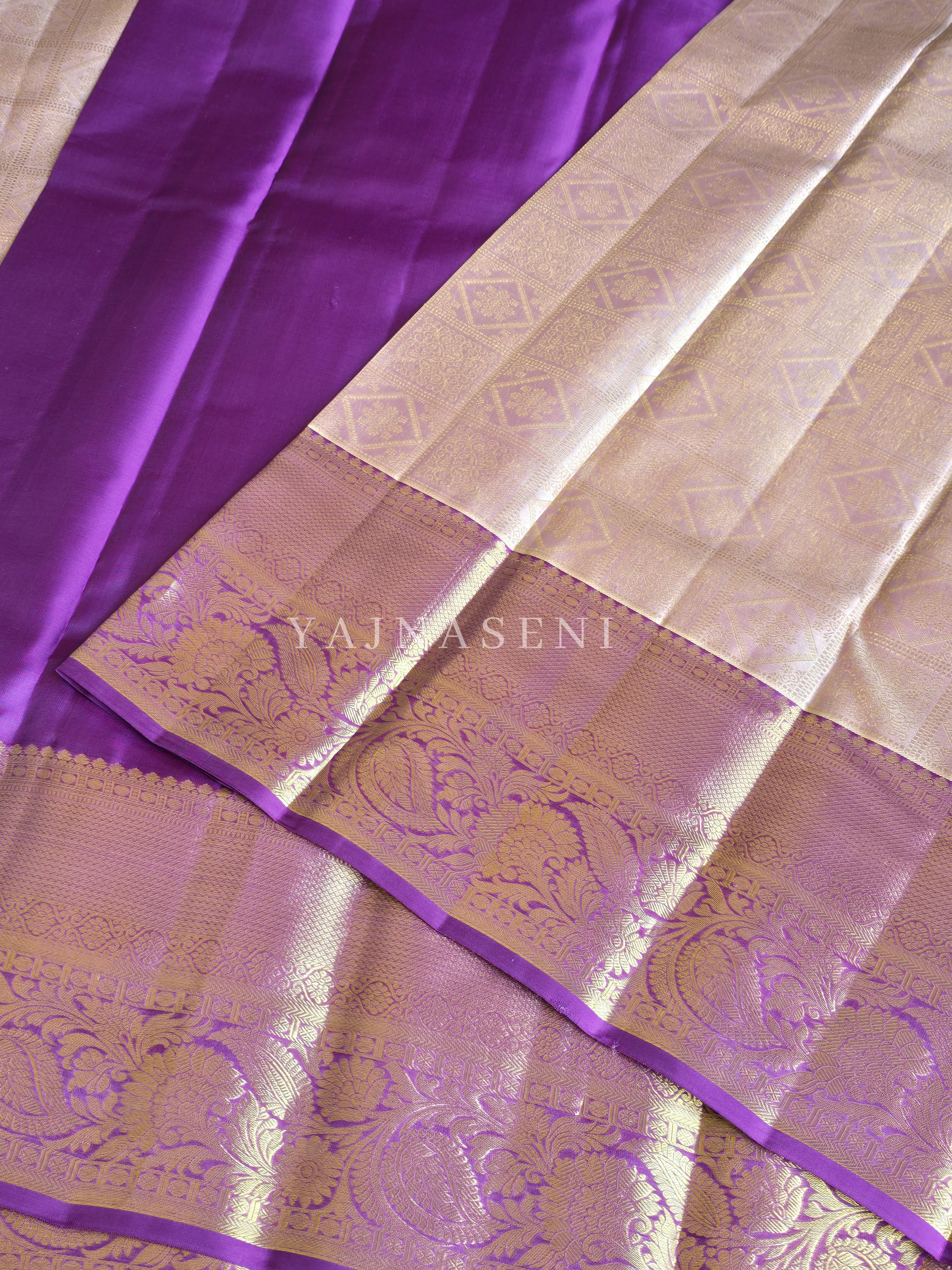 SMOKEY HARMONY - Pure Kanjivaram Silk Saree with Gold Zari