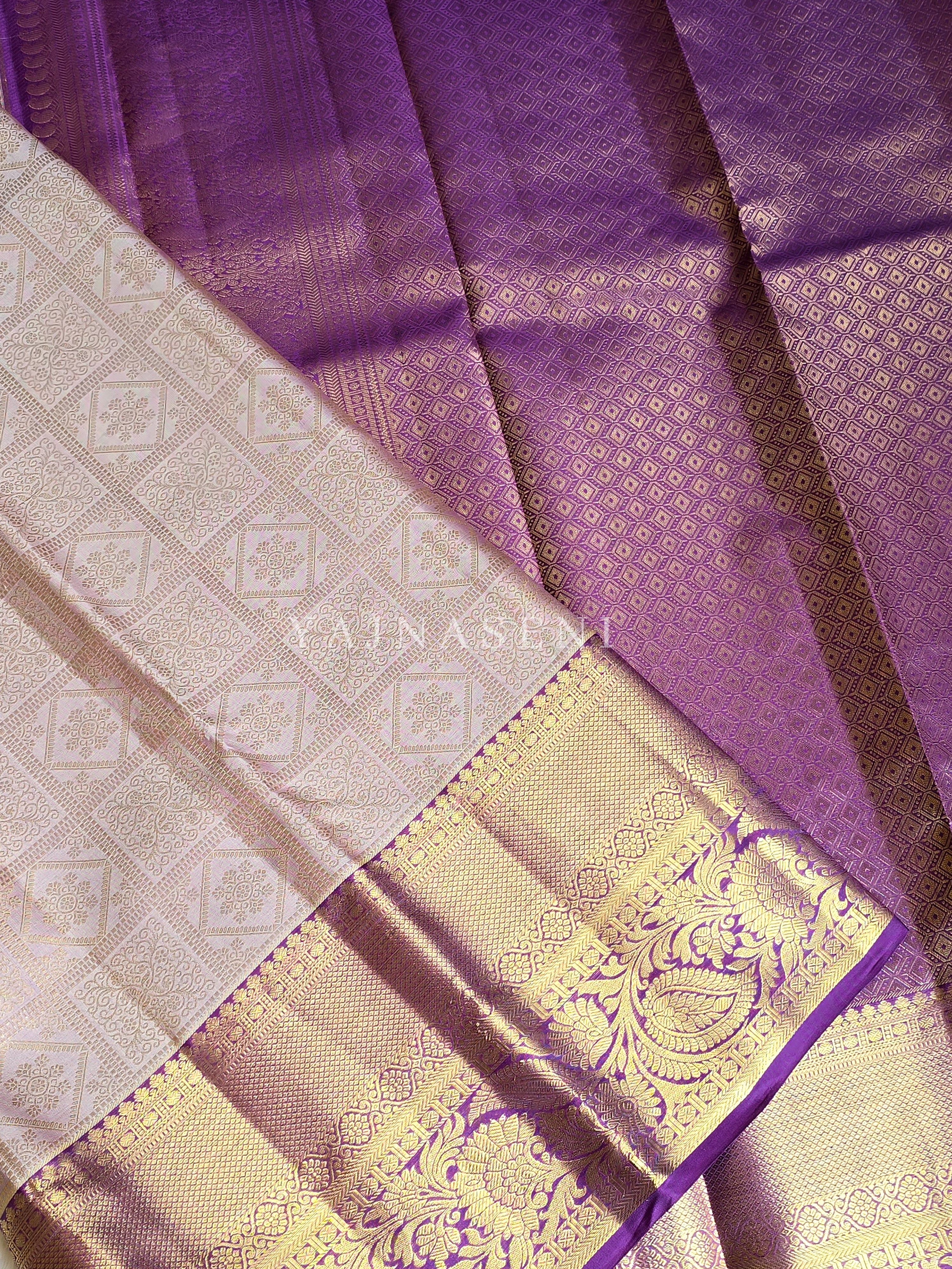 SMOKEY HARMONY - Pure Kanjivaram Silk Saree with Gold Zari