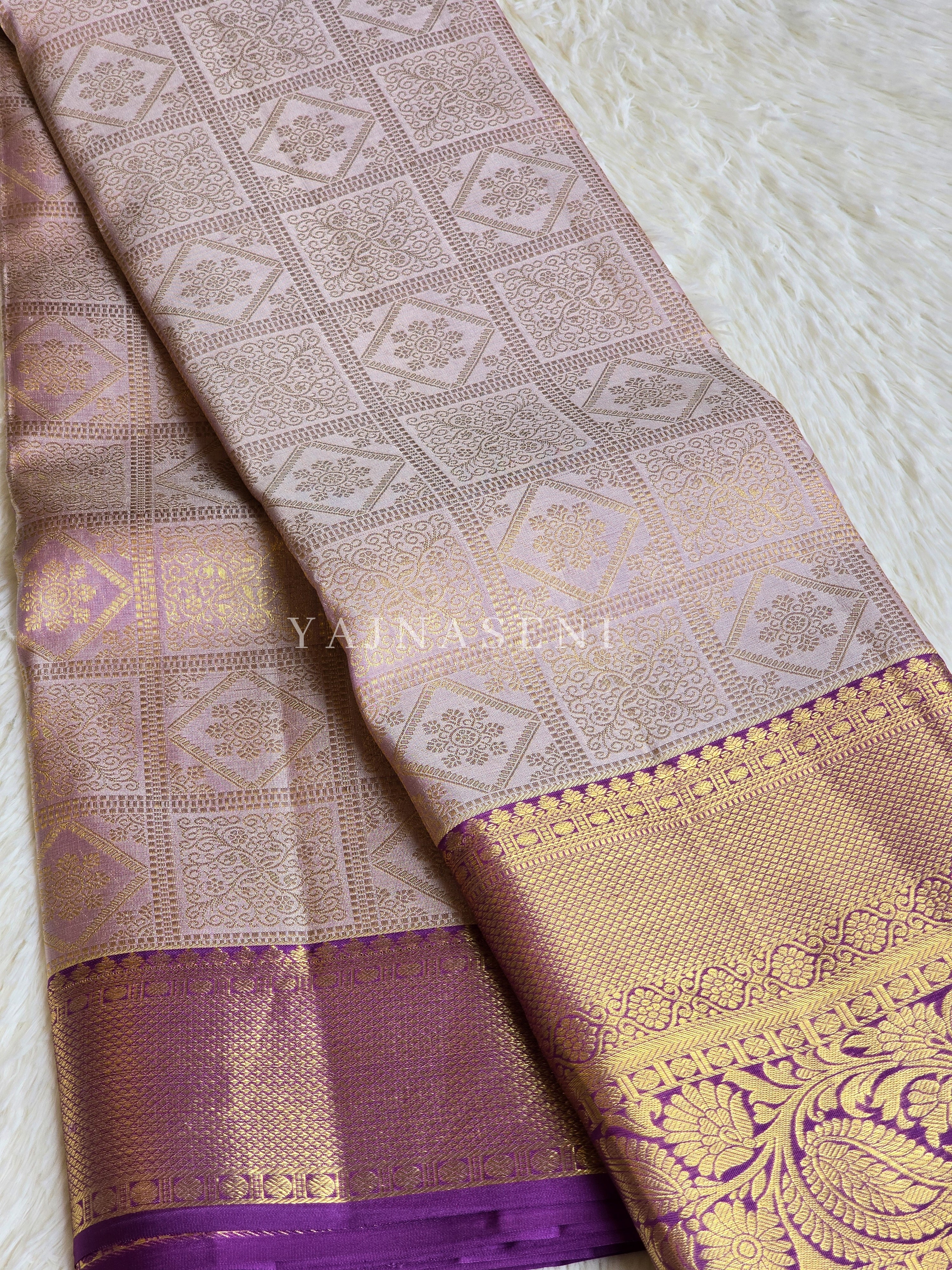 SMOKEY HARMONY - Pure Kanjivaram Silk Saree with Gold Zari