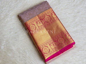 BLOSSOM KISS - Pure Kanjivaram Silk Saree with Gold Zari