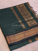 Load image into Gallery viewer, Kalyani Cotton Saree - Copper Zari : Deep Green
