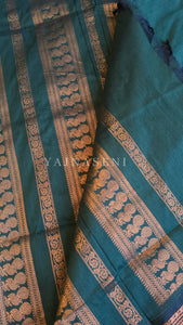 Kalyani Cotton Saree - Copper Zari : Deep Green