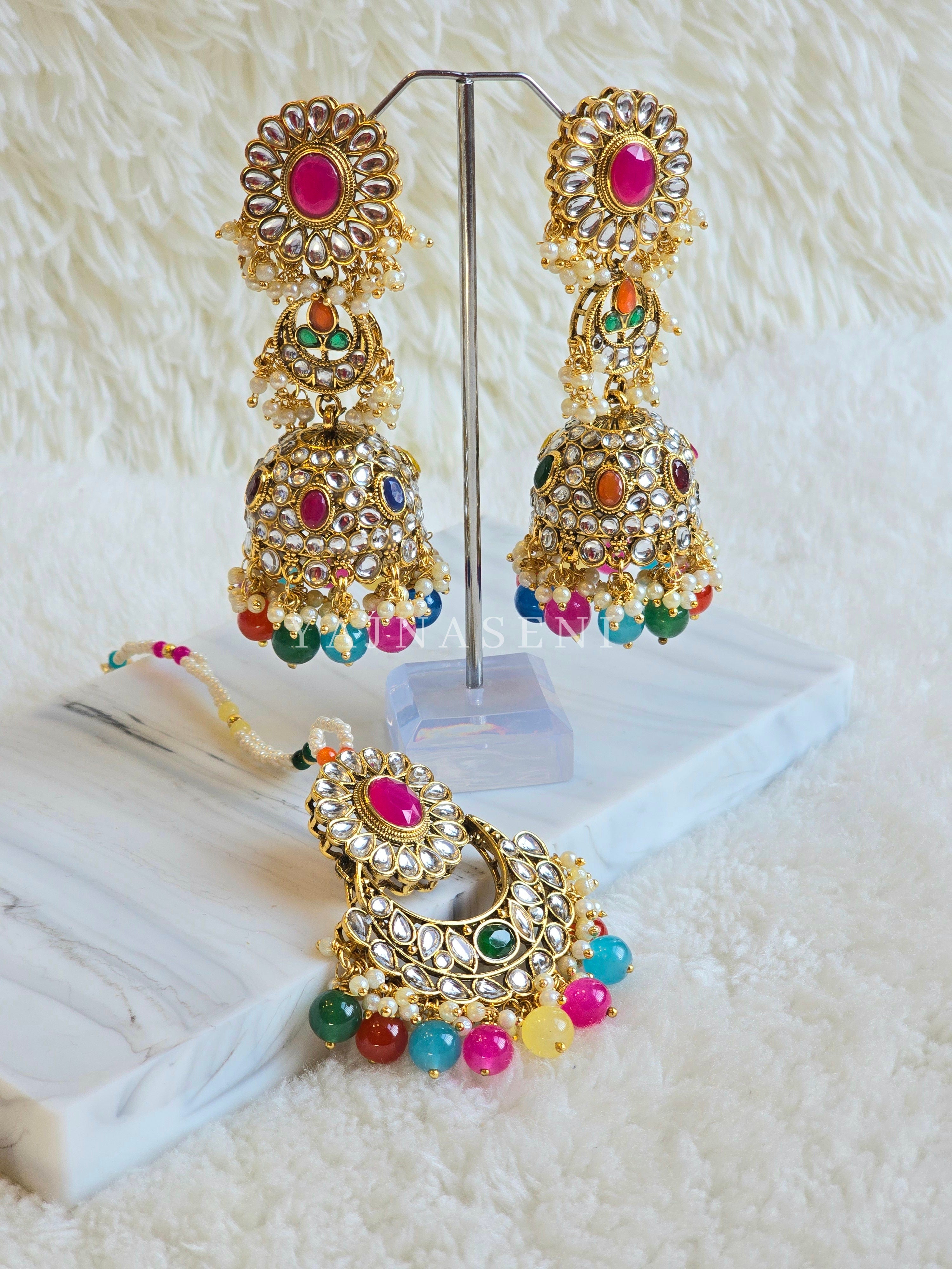 KAREENA earrings + tikka (Multicolour)