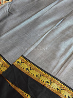 Load image into Gallery viewer, Narayanpet Mercerised Cotton Saree : Grey x Black
