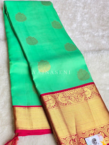 CRIMSON LEAF - Pure Kanjivaram Silk Saree with Gold Zari