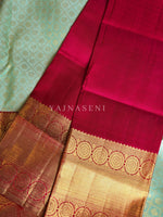 Load image into Gallery viewer, VERDANT FLAME - Pure Kanjivaram Silk Saree with Light Gold and Gold Zari
