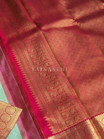 Load image into Gallery viewer, VERDANT FLAME - Pure Kanjivaram Silk Saree with Light Gold and Gold Zari
