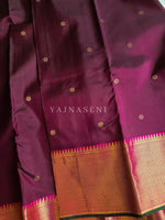 Load image into Gallery viewer, CLARET SHIRAZ - Pure Kanjivaram Silk Saree with Gold Zari
