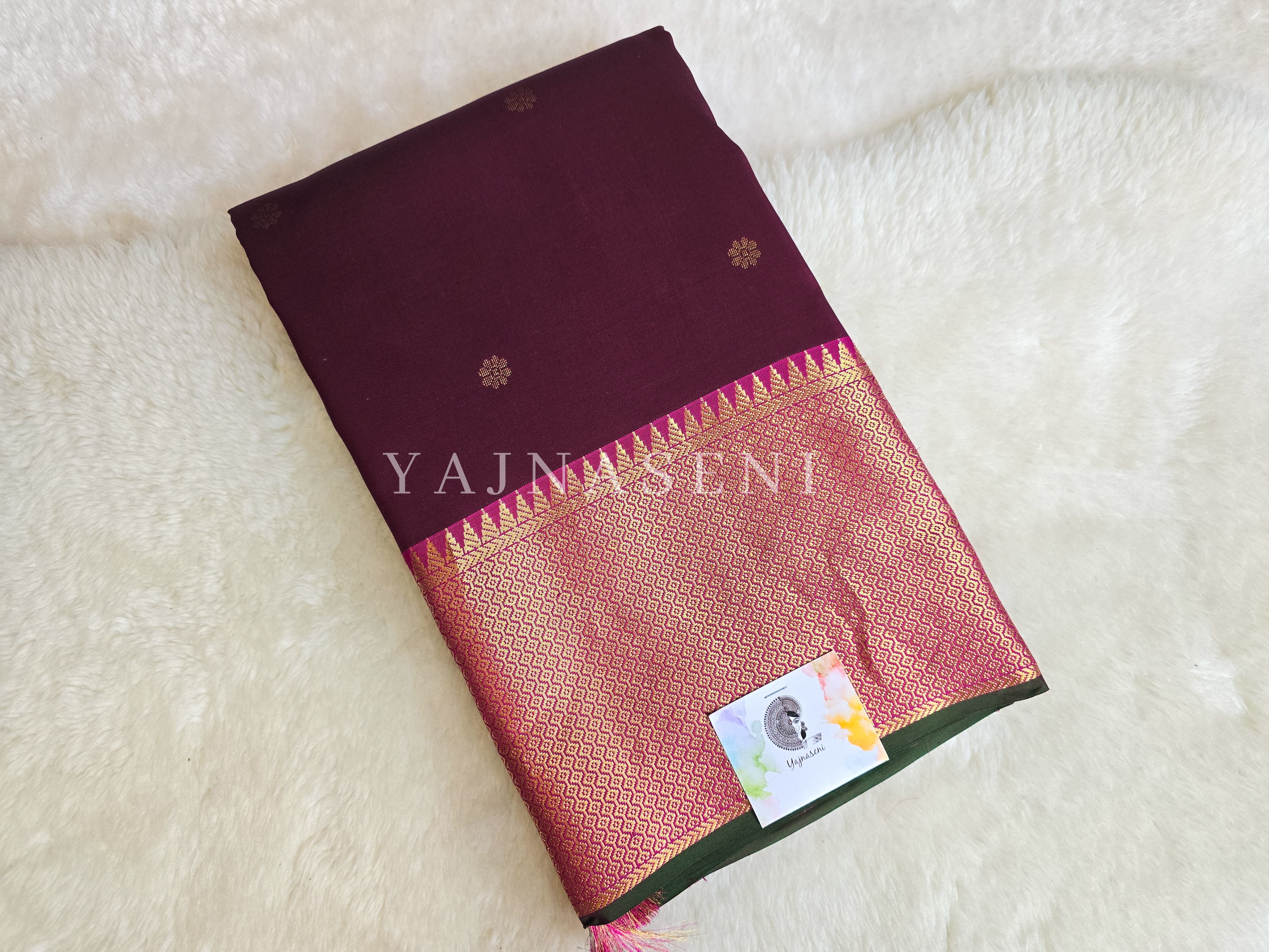 CLARET SHIRAZ - Pure Kanjivaram Silk Saree with Gold Zari