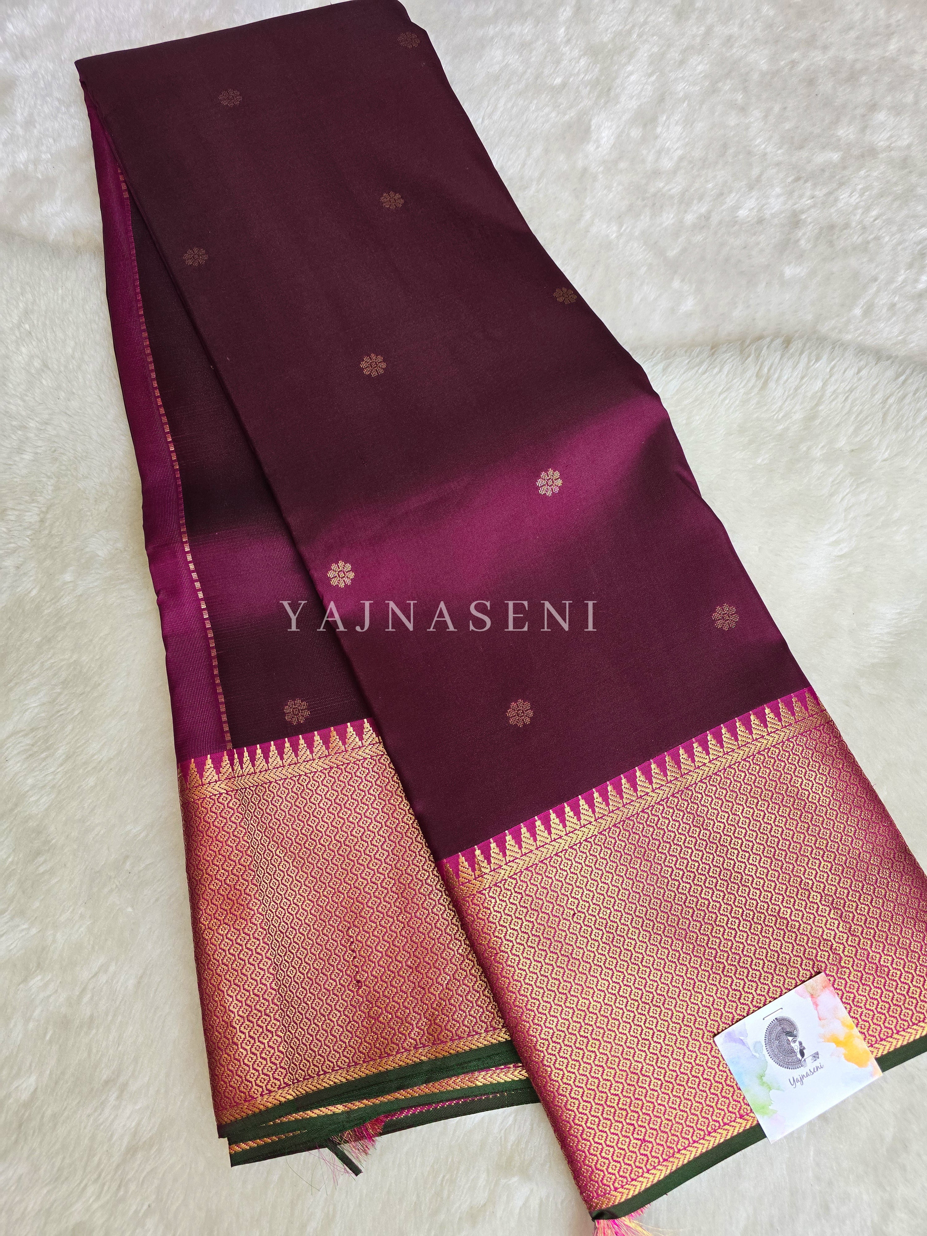 CLARET SHIRAZ - Pure Kanjivaram Silk Saree with Gold Zari