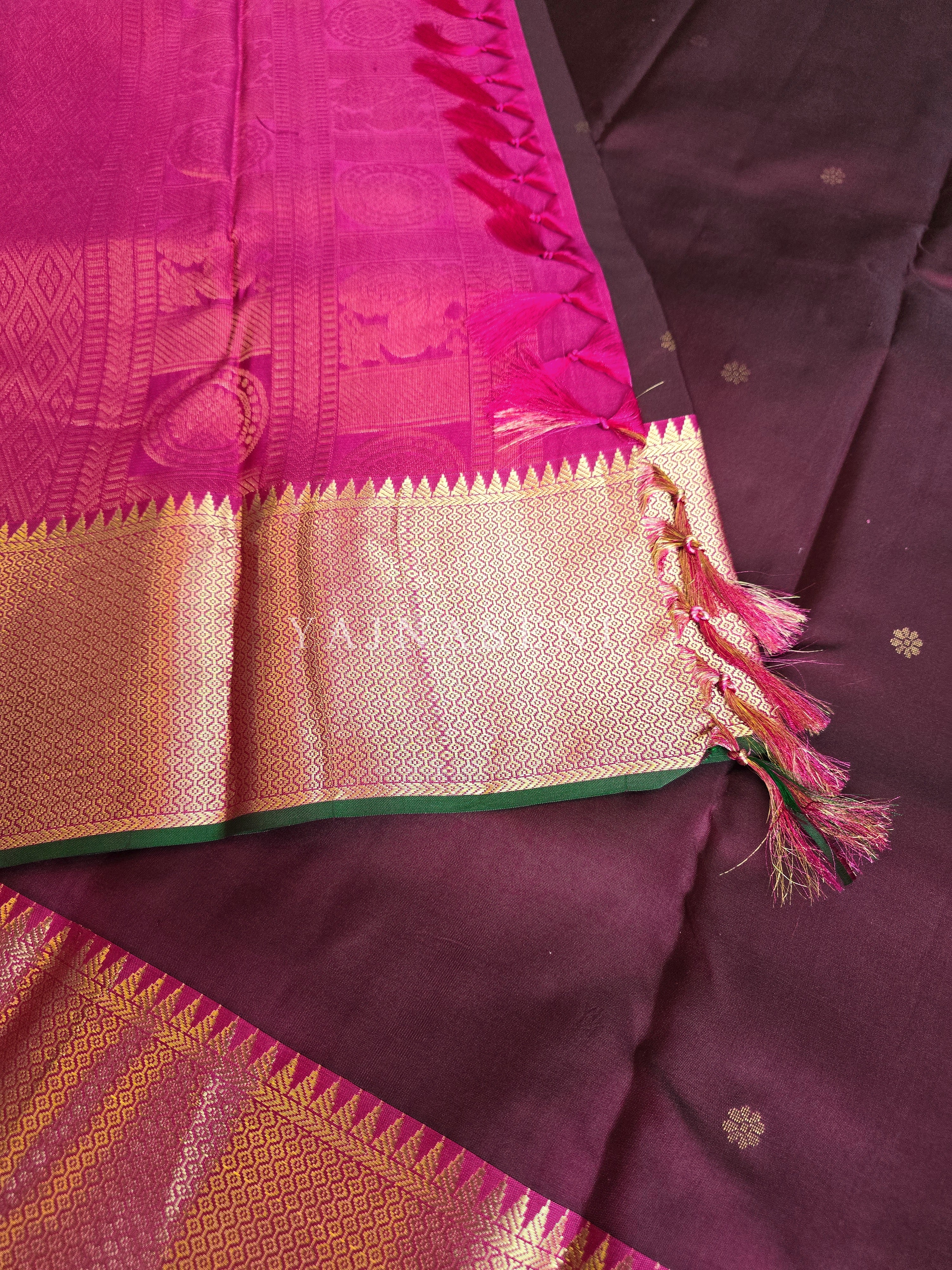 CLARET SHIRAZ - Pure Kanjivaram Silk Saree with Gold Zari